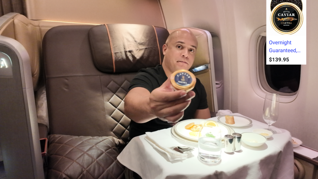 Caviar provided by Singapore Airlines to their First Class passengers